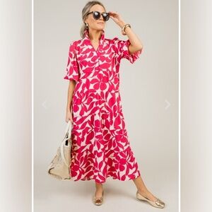 Laetitia 100% Linen Shirt Dress Midi Maxi Italy Made Size Large New Vacation